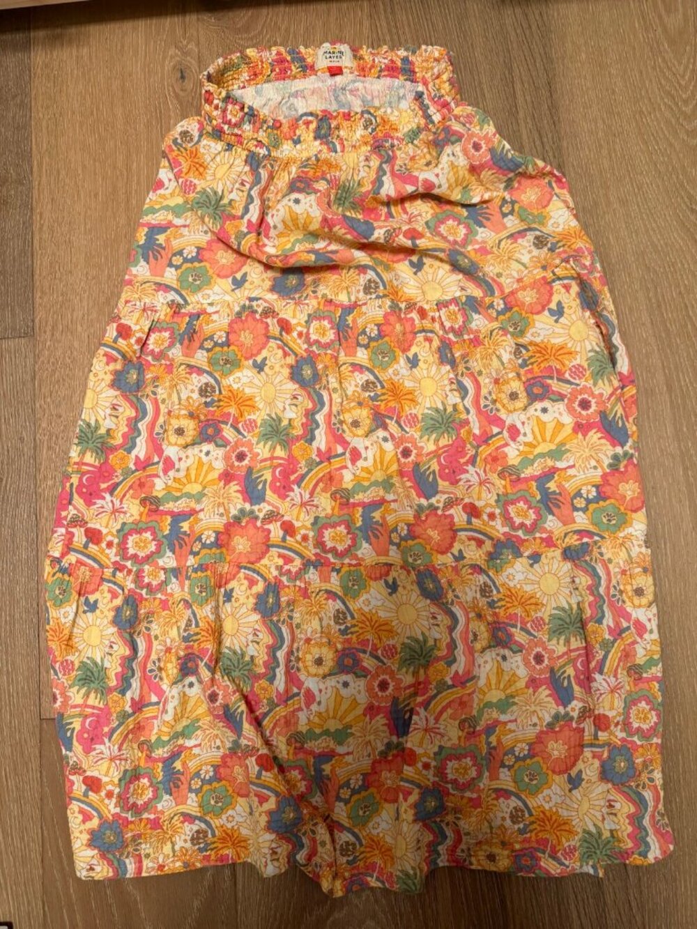 Marine Layer Ryan Midi Skirt Retro Tropical Print - Size M